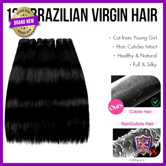 4 Bundle Brazilian Virgin Human Hair Extensions 16-22 Inch Straight main image 6
